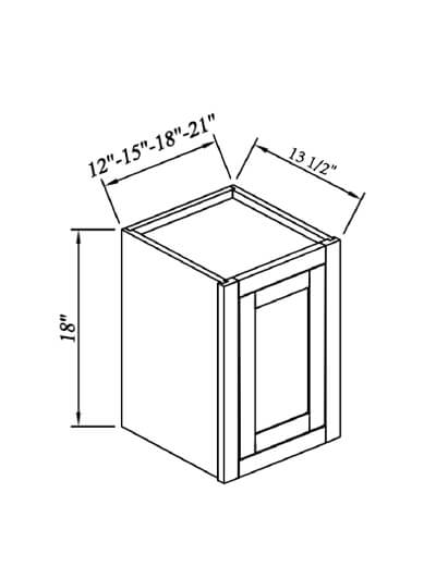 Inset Brown Slab Shaker Single Door Wall Cabinet 21″W X 18″H X 13 1/2″D