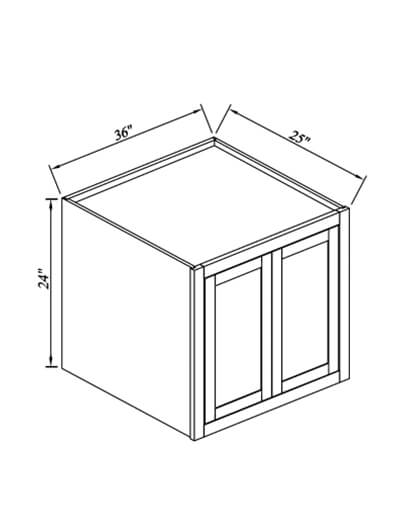 Inset White Slab Shaker Double Door Wall Cabinet 36”W*24”H*25”D