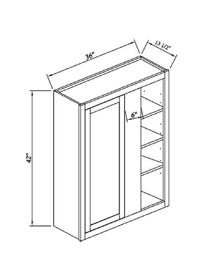 Inset White Slab Shaker Wall Blind Corner Cabinet 36”W*42”H*13 1/2”D