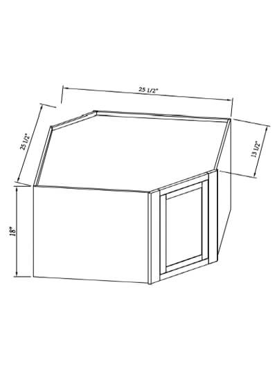 Inset White Slab Shaker Wall Diagonal Corner Cabinet 25 1/2″W X 18″H X 13 1/2″D