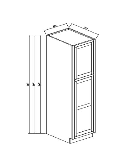 Inset White Slab Shaker Single Door Pantry Cabinet 18”W*90”H*25”D