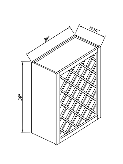 Inset White Slab Shaker Wall Wine Rack 24″W*30″H*13 1/2″D