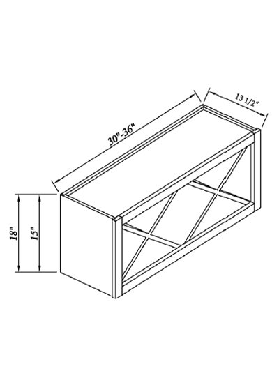 Inset Brown Slab Shaker Wall Wine Rack 30″W X 18″H X 13 1/2″D