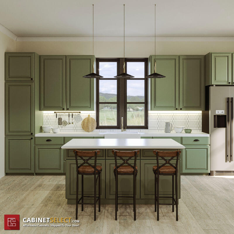 Olive Green Kitxhen Cabinets