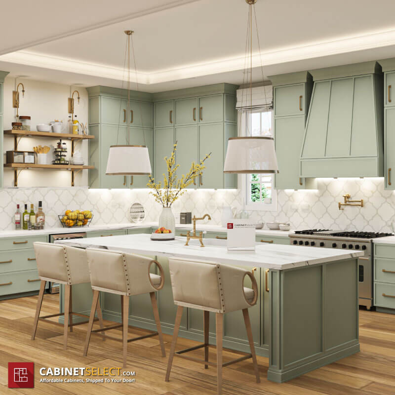 Slim Shaker Sage Green Cabinets