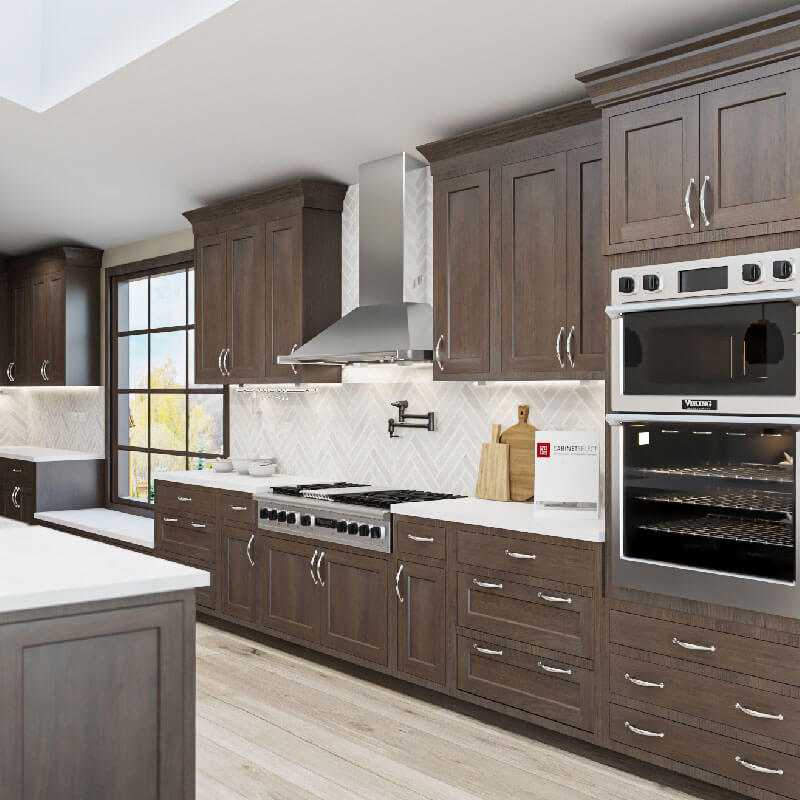 Inset Brown Slab Shaker Kitchen Cabinets | CabinetSelect.com