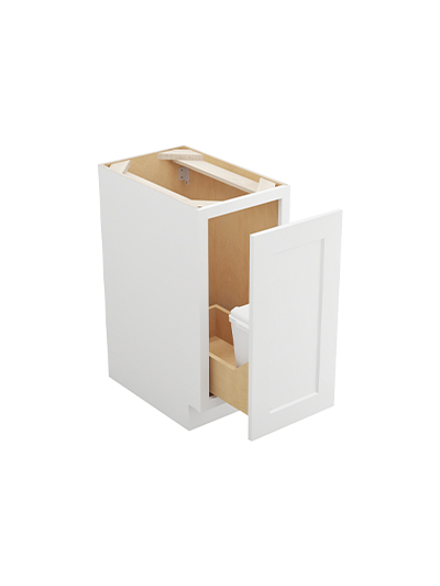 WS-B15FHTCPO: Shaker White Full Height Door Base with Single Trashcan Pullout