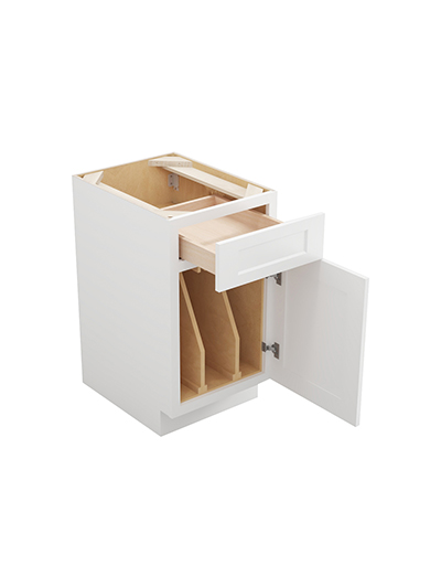 WS-B18TD: Shaker White 18″ Double Tray Divider Base Cabinet with Drawer