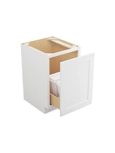 WS-B21FHTCPO: Shaker White Full Height Door Base with Double Trashcan Pullout