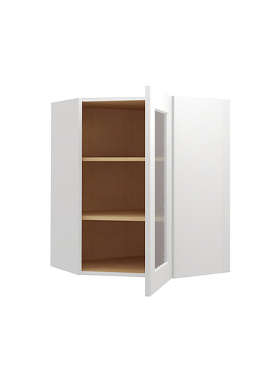 WS-DCW2430GD: Shaker White Diagonal Glass Door Wall Cabinet 30″ Tall