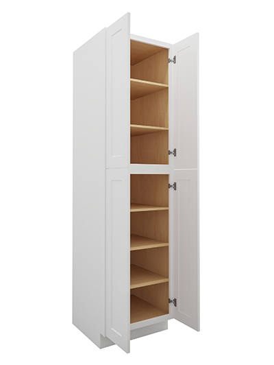 WS-U249024: Shaker White 24″ Utility Cabinet Four Doors 90″ H
