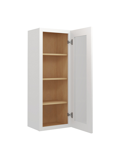 WS-W1542GD: Shaker White 15″ Glass Door Wall Cabinet Single Door 42″ Tall