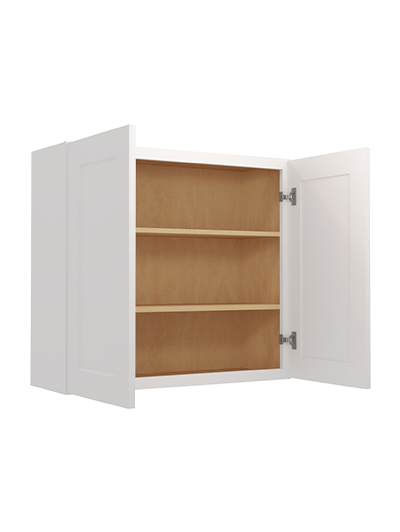 WS-W3330: Shaker White 33″ Double Door 30″ High Wall Cabinet
