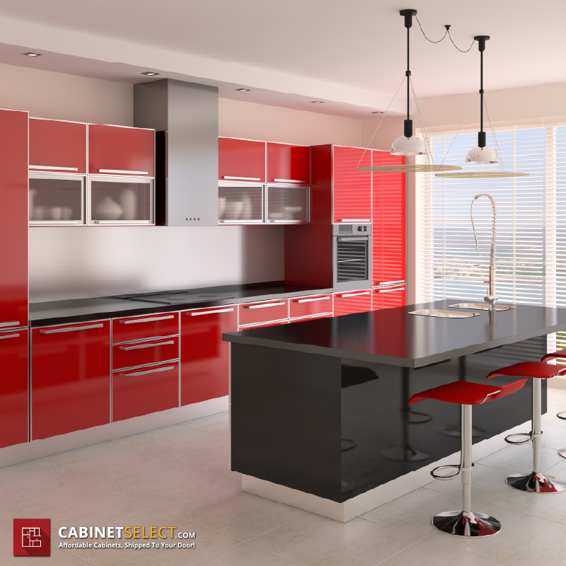 Bright Red Kitchen