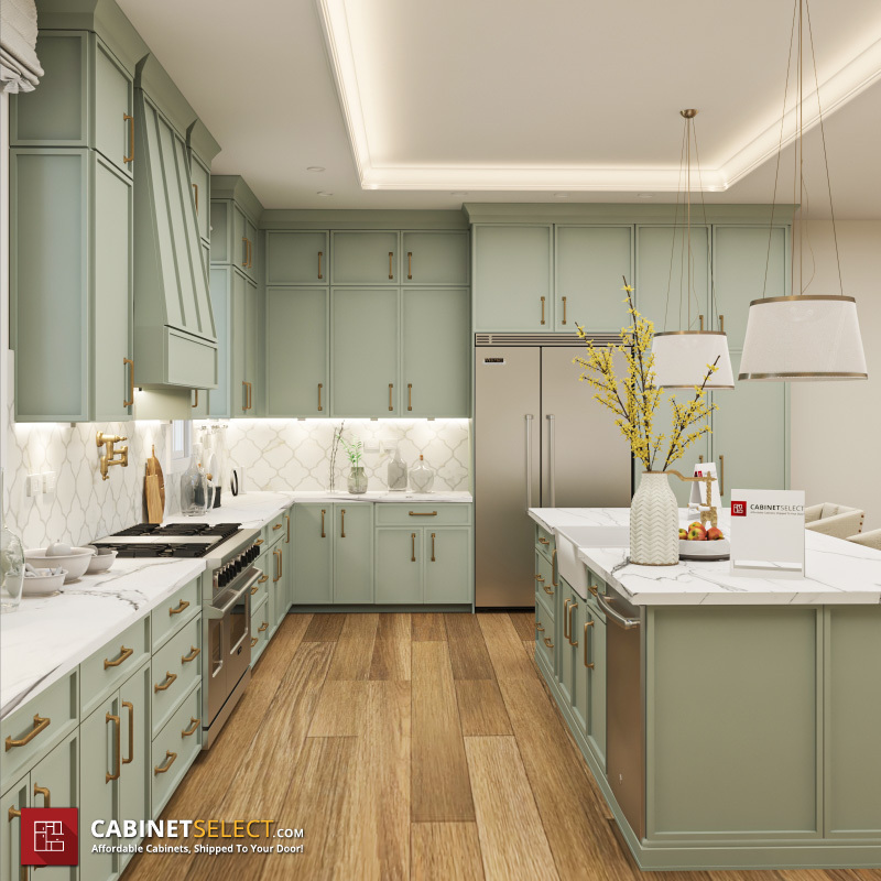 Shaker Sage Green Cabinets