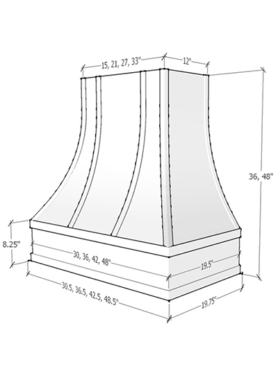 Asheville – 48″ Curved Block Molding Strapped Navy Blue Shaker Hood