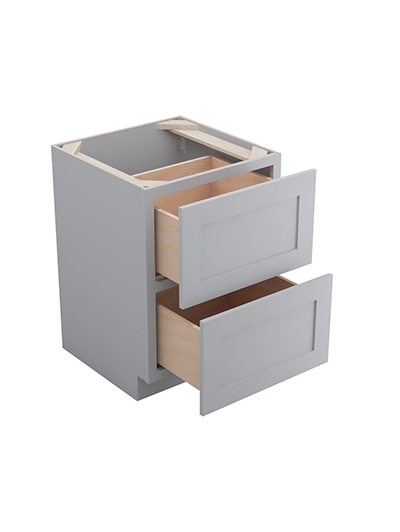 Lait Grey Shaker 24 in. W x 24 in. D x 34.5 in. H Double Drawer Base Cabinet