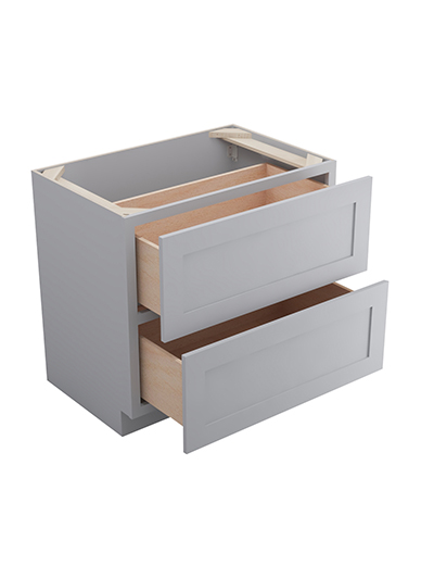 Lait Grey Shaker 36 in. W x 24 in. D x 34.5 in. H Double Drawer Base Cabinet
