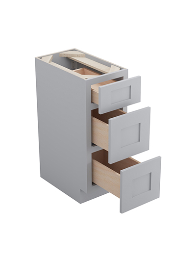 Lait Grey Shaker 12 in. W x 24 in. D x 34.5 in. H Triple Drawer Base Cabinet