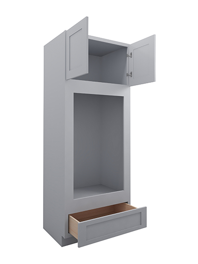 Lait Grey Shaker 33 in. W x 24 in. D x 84 in. H Double Oven Cabinet