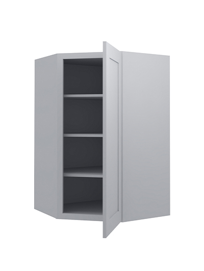 Lait Grey Shaker 27 in. W x 15 in. D x 42 in. H Diagonal Corner Wall Cabinet