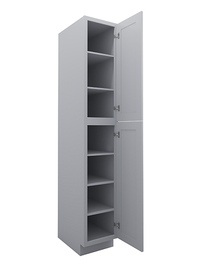 Lait Grey Shaker 15 in. W x 24 in. D x 90 in. H Double Door Pantry Cabinet