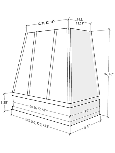 Raleigh – 30″ Tapered Block Molding Strapped Navy Blue Shaker Hood