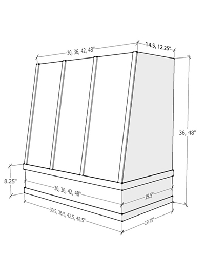 Wilmington – 48″ Angled Block Molding Strapped Navy Blue Shaker Hood