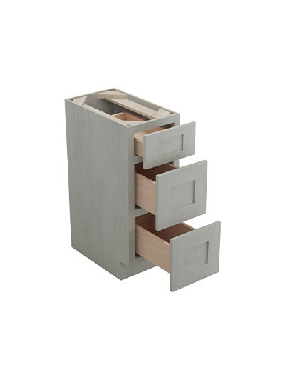 AN-DB12(3): Nova Light Grey Shaker 12″ 3 Drawer Base Cabinet