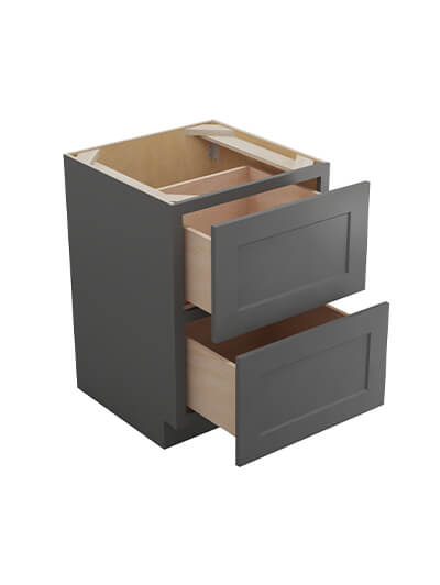 SG-2DB24: Shaker Grey 24″ Two Drawer Base Cabinet
