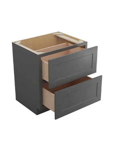 SG-2DB30: Shaker Grey 30″ Two Drawer Base Cabinet