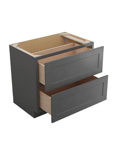 SG-2DB36: Shaker Grey 36″ Two Drawer Base Cabinet