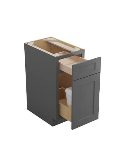 SG-B15TCPO: Shaker Grey Base with Single Trashcan Pullout