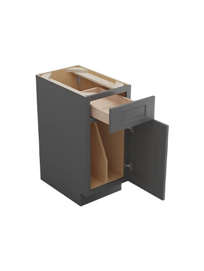 SG-B15TD: Shaker Grey 15″ Single Tray Divider Base Cabinet with Drawer