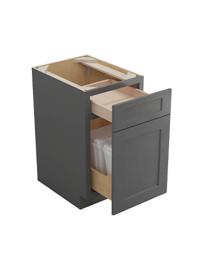 SG-B18TCPO: Shaker Grey Base with Double Trashcan Pullout