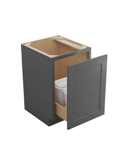 SG-B21FHTCPO: Shaker Grey Full Height Door Base with Double Trashcan Pullout