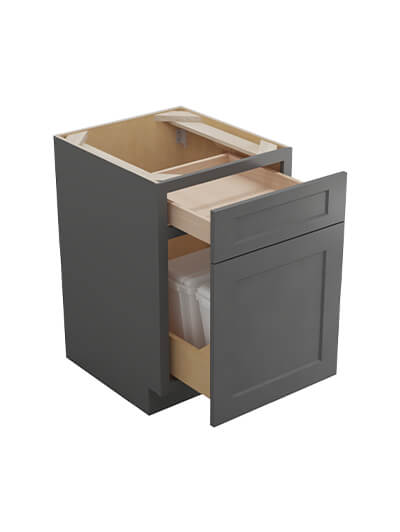 SG-B21TCPO: Shaker Grey Base with Double Trashcan Pullout