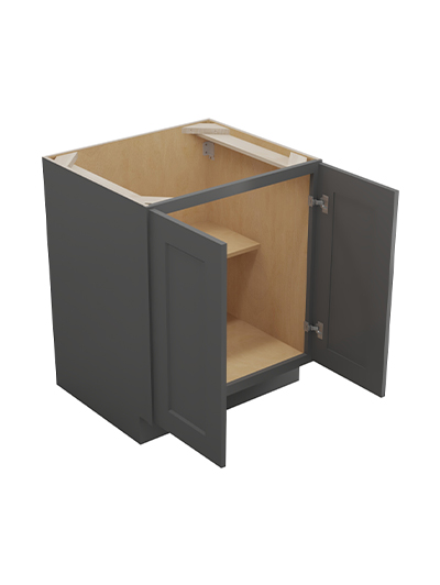 SG-B27FH: Shaker Grey 27″ Double Door Base Cabinet