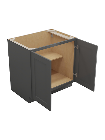 SG-B33FH: Shaker Grey 33″ Double Door Base Cabinet