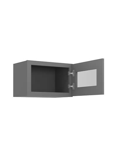 SG-W1812GD: Shaker Grey 18″ Glass Door Wall Stacker Cabinet Single Door 12″ H
