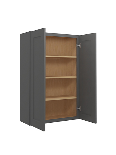 SG-W2742: Shaker Grey 27″ Double Door 42″ High Wall Cabinet