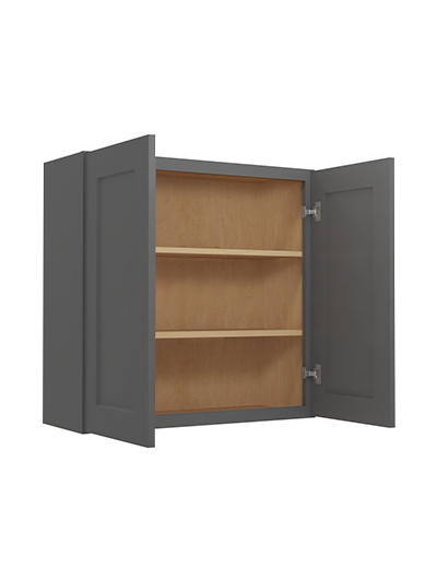 SG-W3030: Shaker Grey 30″ Double Door 30″ High Wall Cabinet