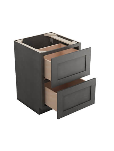 AG-2DB24: Greystone Shaker 24″ 2 Drawer Base Cabinet
