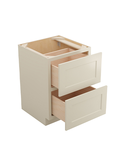 SA-2DB24: Shaker Antique White 24″ Two Drawer Base Cabinet