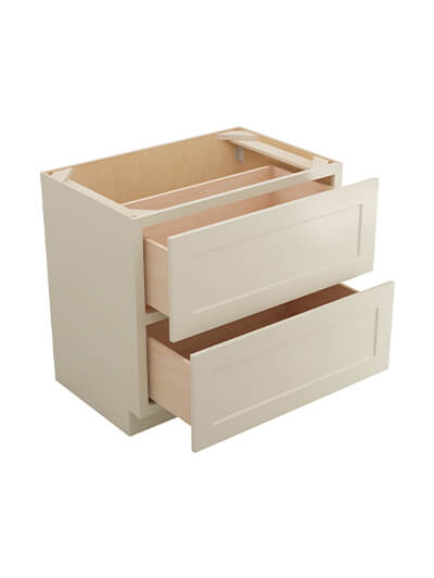 SA-2DB36: Shaker Antique White 36″ Two Drawer Base Cabinet