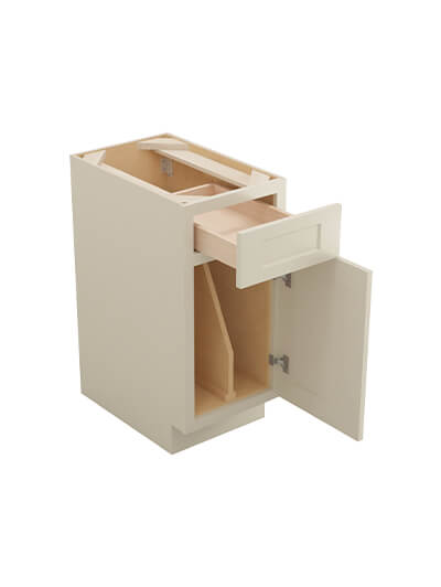 SA-B15TD: Shaker Antique White 15″ Single Tray Divider Base Cabinet with Drawer
