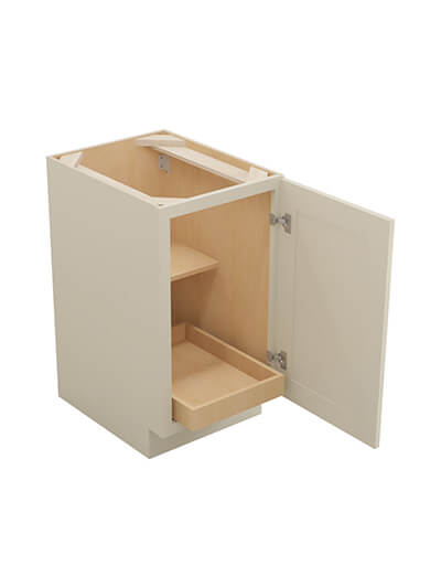SA-B18FH1RS: Shaker Antique White 18″ Single Full Height Door One Rollout Shelf Base Kit