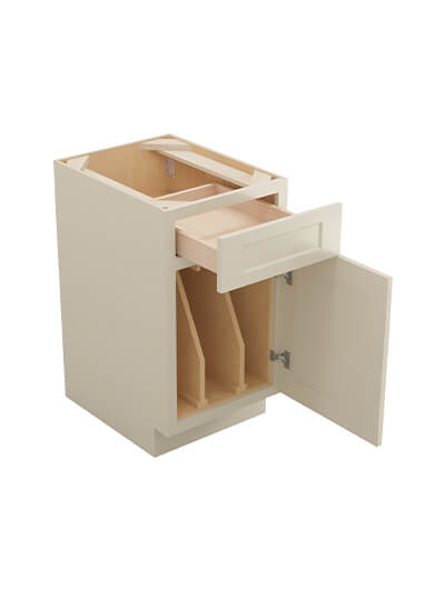 SA-B18TD: Shaker Antique White 18″ Double Tray Divider Base Cabinet with Drawer