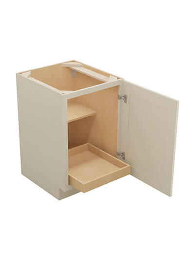 SA-B21FH1RS: Shaker Antique White 21″ Single Full Height Door One Rollout Shelf Base Kit