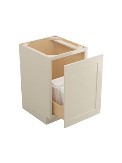 SA-B21FHTCPO: Shaker Antique White Full Height Door Base with Double Trashcan Pullout
